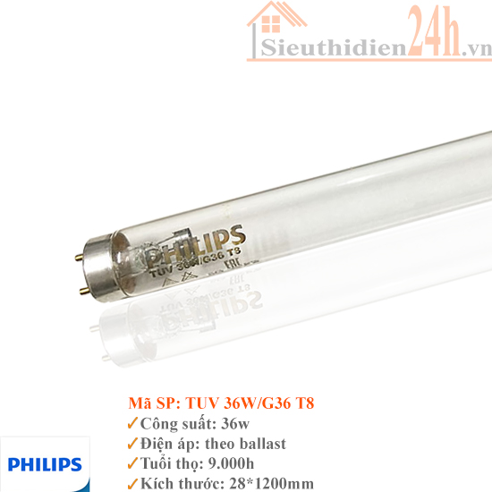 Bóng Đèn UV 1m2 Philips TUV 36w G36 T8