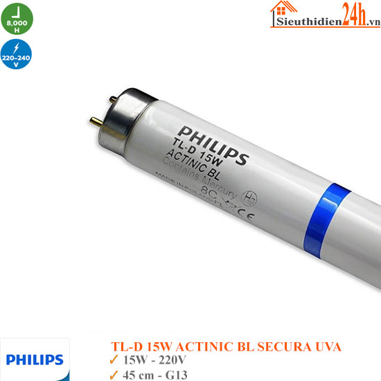 Bóng Đèn Dụ Côn Trùng Philips Actinic 15w BL 45CM UVA
