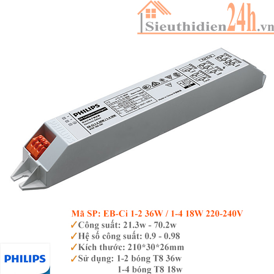 Chấn Lưu Philips EB-Ci 1-2 36W / 1-4 18W (T8)