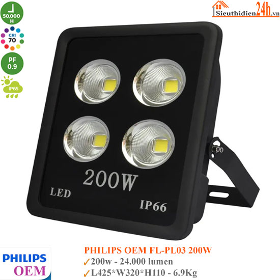 Đèn Pha Led Ly Philips OEM FL-PL03 200W
