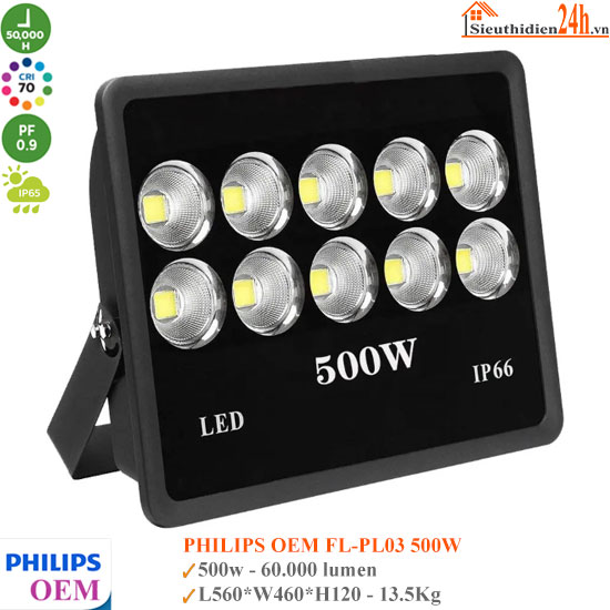 Đèn Pha Led Ly Philips OEM FL-PL03 500W