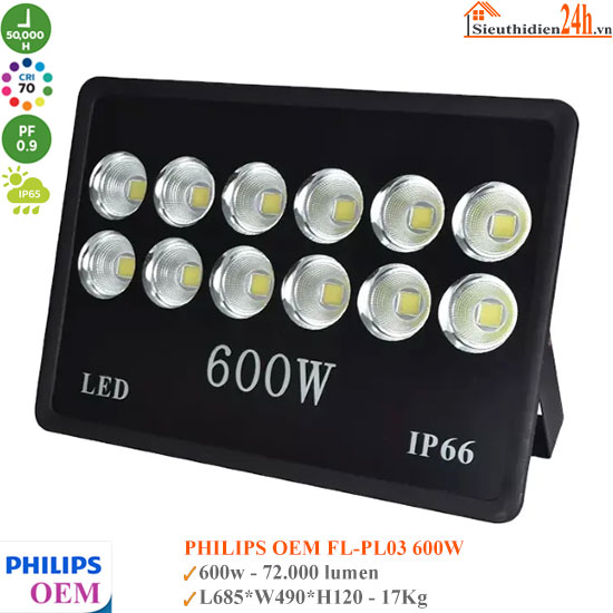 Đèn Pha Led Ly Philips OEM FL-PL03 600W