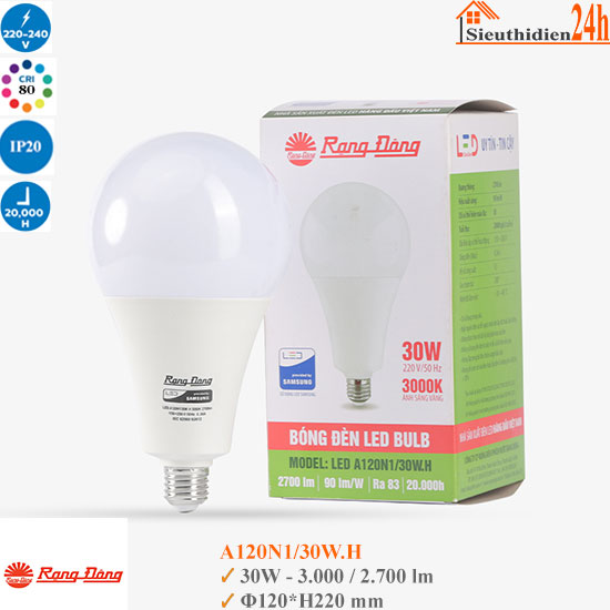 Bóng Đèn Led Rạng Đông A120N1/30W.H