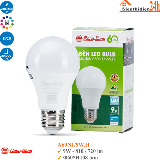 Bóng Đèn Led Rạng Đông A60N1/9W.H