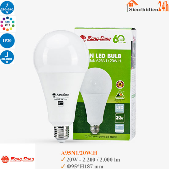 Bóng Đèn Led Rạng Đông A95N1/20W.H