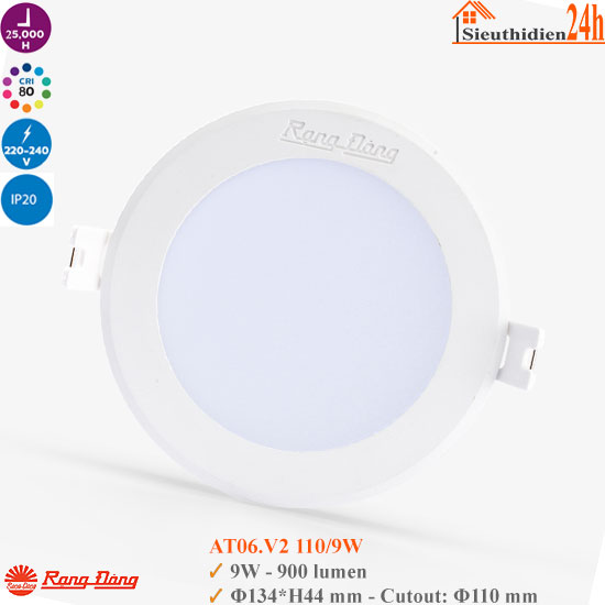 Đèn Led Âm Trần Rạng Đông AT06.V2 110/9W