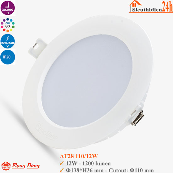 Đèn Led Âm Trần Rạng Đông AT28 110/12W