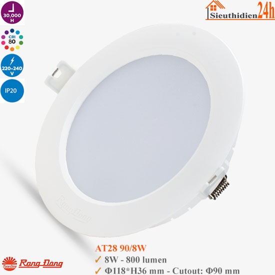 Đèn Led Âm Trần Rạng Đông AT28 90/8W