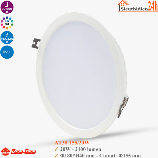 Đèn Led Âm Trần Rạng Đông AT30 155/20W