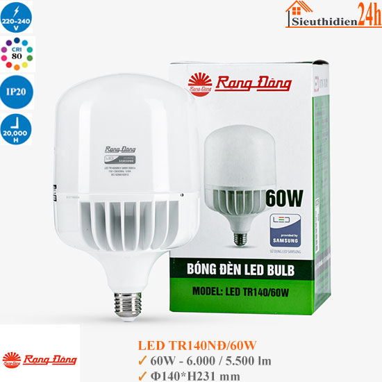 Bóng Đèn Led Rạng Đông TR140NĐ/60W