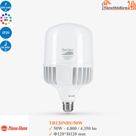 Bóng Đèn Led Rạng Đông TR120NĐ1/50W