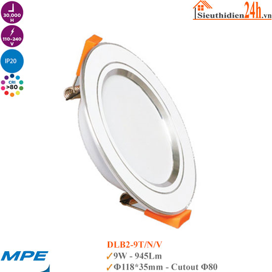 Đèn LED Âm Trần MPE DLB2-9W