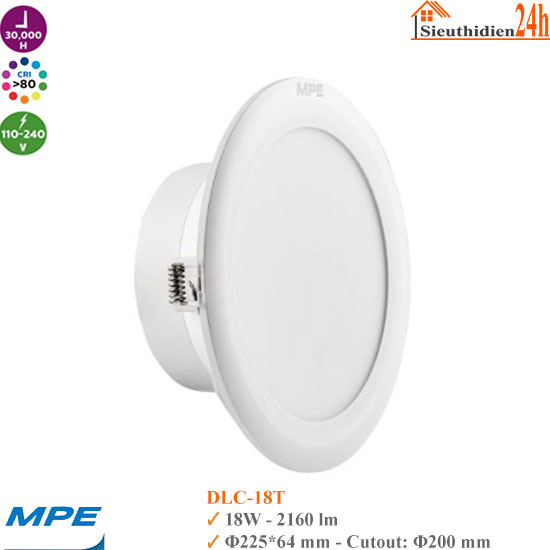 Đèn LED Âm Trần MPE DLC-18T 18W