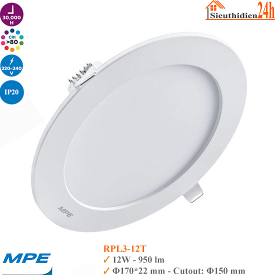 Đèn LED Âm Trần MPE Seri RPL3-12W