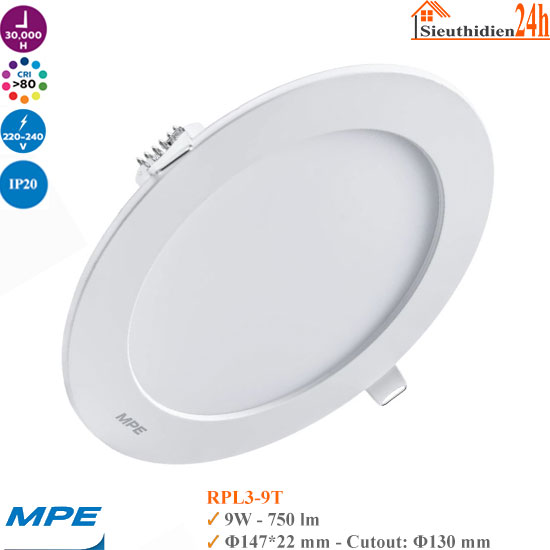 Đèn LED Âm Trần MPE Seri RPL3-9W