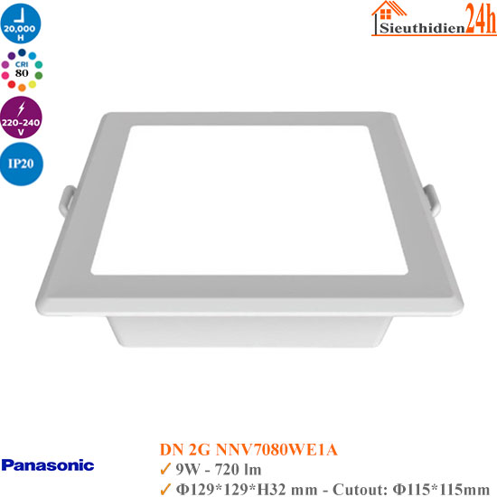 Đèn Led Âm Trần Vuông Panasonic DN 2G NNV7080WE1A 9W