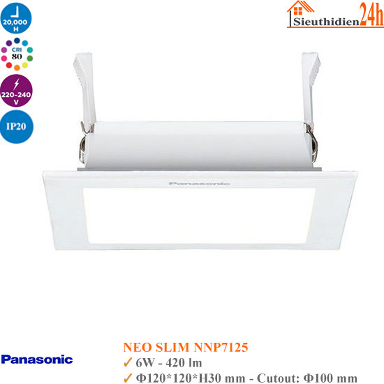 Đèn Led Âm Trần Vuông Panasonic Neo Slim NNP7125 6W