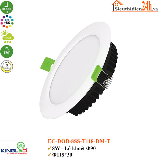 Đèn Led Âm Trần KingLed EC-DOB-8SS-T118-T 8W