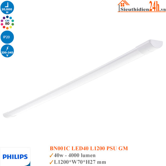 Đèn Led Bán Nguyệt Philips BN001C Led40 L1200 PSU GM 40W