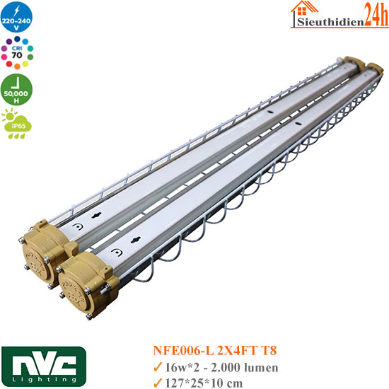 Bộ đèn chống nổ đôi 1m2 NVC NFE006-L 2X4FT T8