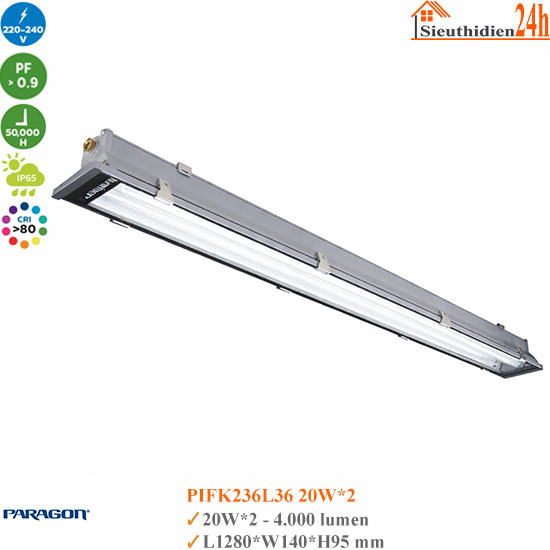 Bộ đèn Chống Thấm Paragon PIFK236L36 20Wx2