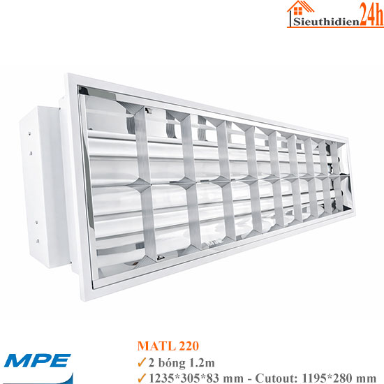 Bộ đèn máng xương cá âm trần 2 bóng ledtube 1.2m MPE MATL-220