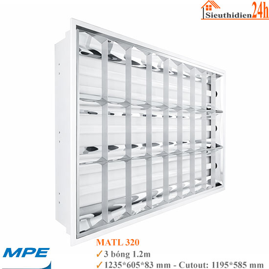 Bộ đèn máng xương cá âm trần 3 bóng ledtube 1.2m MPE MATL-320