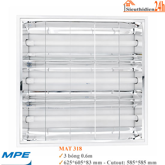Máng xương cá âm trần 3 bóng 0.6m MPE MAT 318