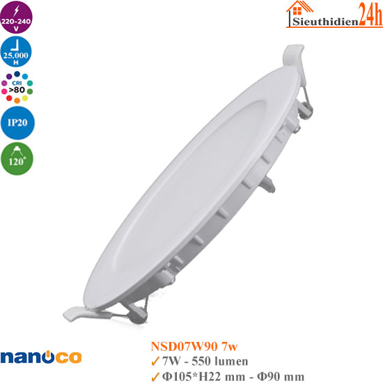 Đèn Led Âm Trần Hera Nanoco NSD07W90 7W