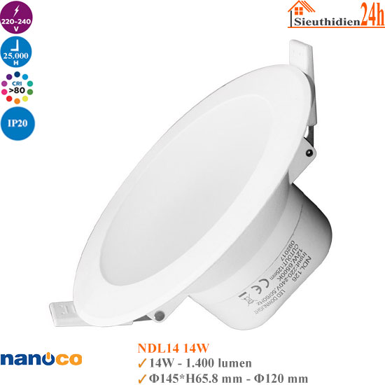 Đèn Downlight Chỉnh Góc Nanoco NDL14 14w