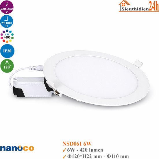 Đèn Led Âm Trần Nanoco NSD061 6W