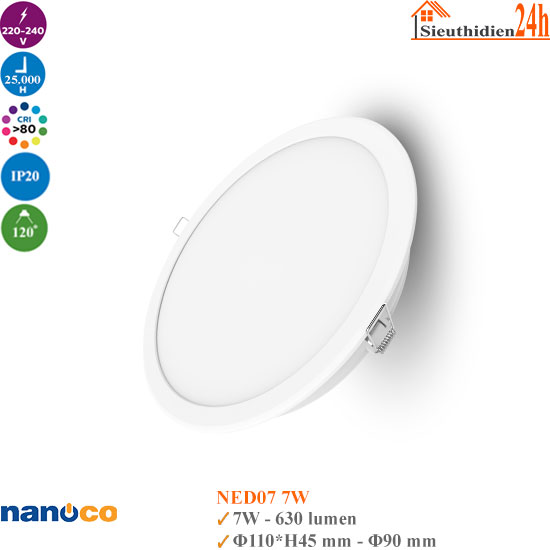 Đèn Led Âm Trần Eco Nanoco NED07 7W