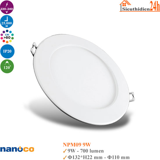 Đèn Led Âm Trần Mira Nanoco NPM09 9W