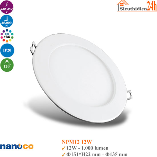 Đèn Led Âm Trần Mira Nanoco NPM12 12W
