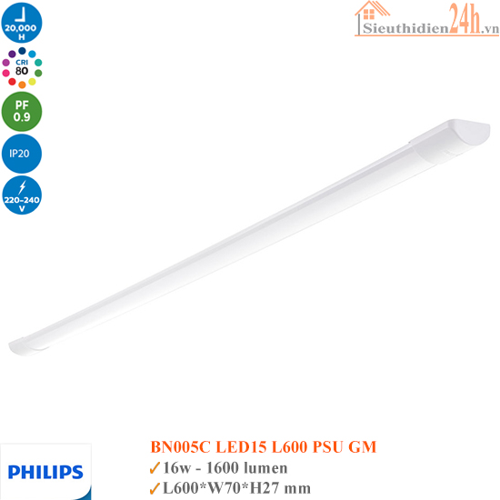 Đèn Led Bán Nguyệt Philips BN005C Led15 15w L600 PSU GM