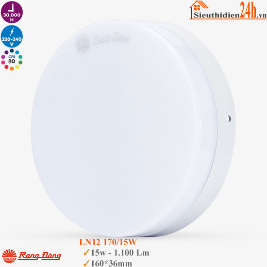 Đèn LED Ốp Trần Đế Nhôm Rạng Đông LN12 170/15W