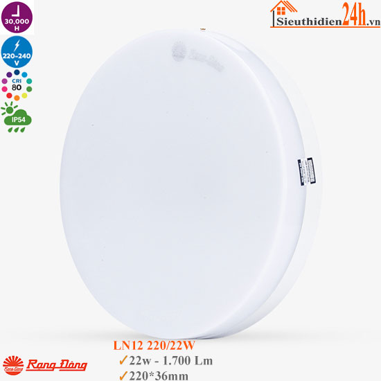 Đèn LED Ốp Trần Đế Nhôm Rạng Đông LN12 220/22W