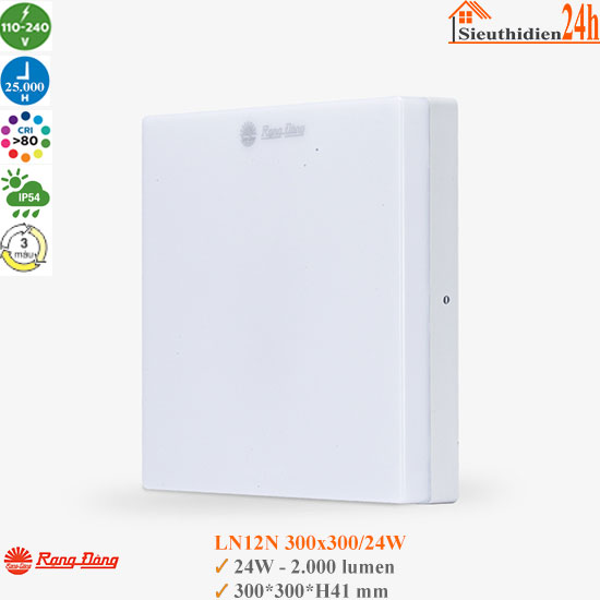 Đèn Ốp Trần Đổi Màu Rạng Đông LN12N ĐM 300×300/24W
