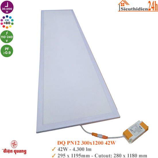 Đèn Panel Điện Quang ĐQ PN12 300×1200 42w
