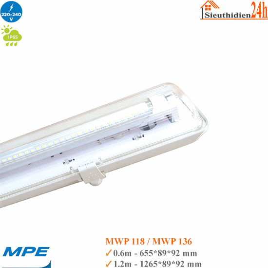 Máng đèn chống thấm 0.6m MPE MWP 118
