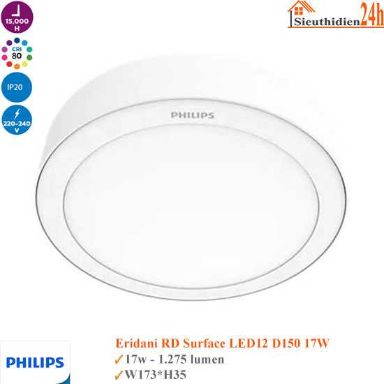 Đèn Led Ốp Trần Philips Eridani RD Surface LED12 D150 17W