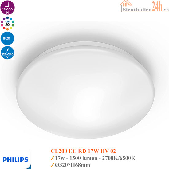 Đèn Led Ốp Trần Philips CL200 EC RD 17W 65K W HV 02