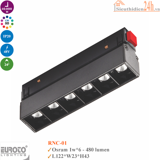 Đèn ray nam châm Euroto RNC-01 1x6W