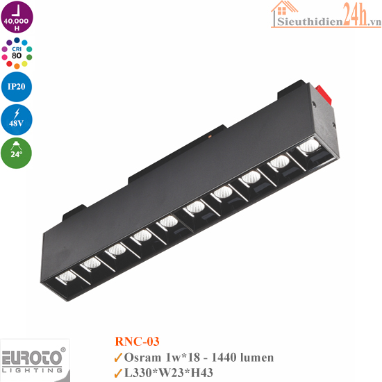 Đèn ray nam châm Euroto RNC-03 1x18W