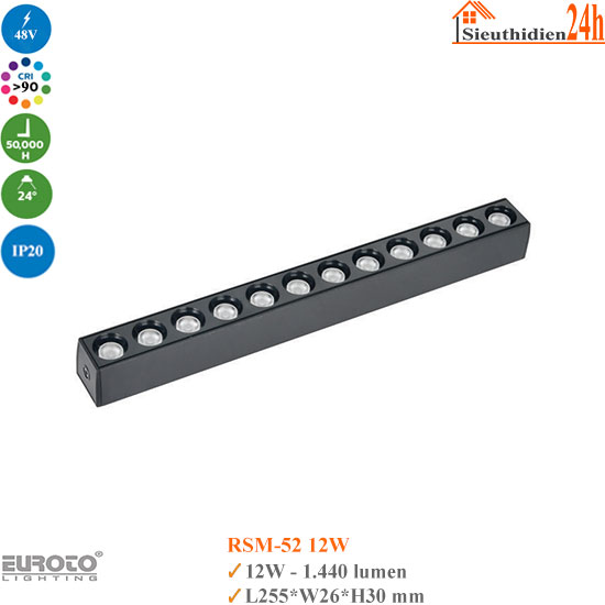 Đèn ray nam châm siêu mỏng Euroto RSM-52 12w
