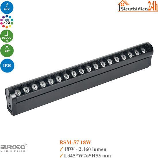 Đèn ray nam châm siêu mỏng Euroto RSM-57 18w