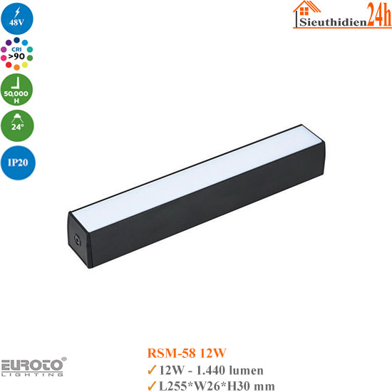 Đèn ray nam châm siêu mỏng Euroto RSM-58 12w