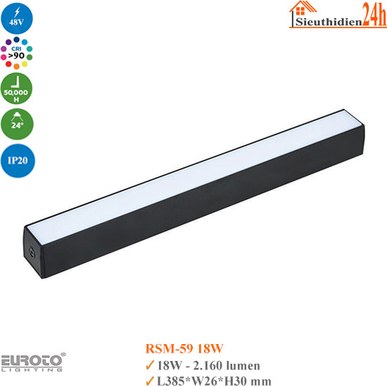 Đèn ray nam châm siêu mỏng Euroto RSM-59 18w