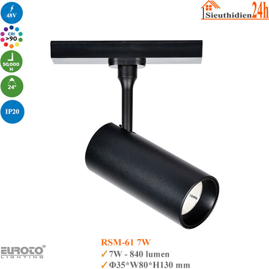 Đèn rọi ray nam châm siêu mỏng Euroto RSM-61 7w