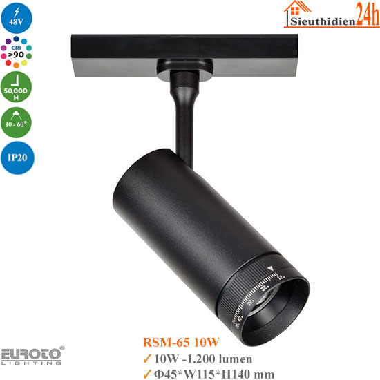 Đèn rọi ray nam châm siêu mỏng Euroto RSM-65 10w